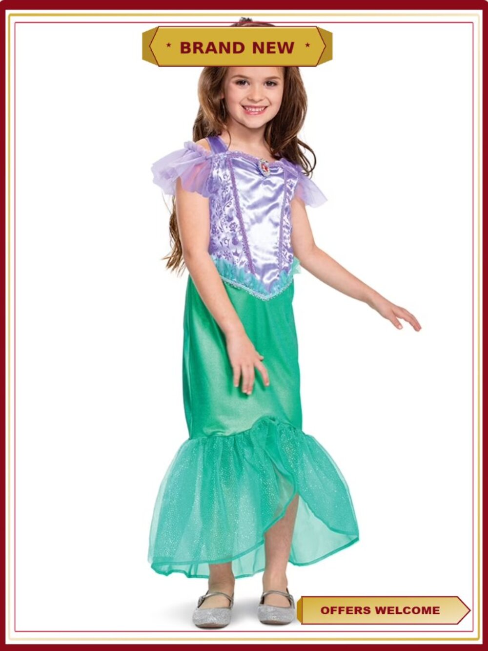 Girls Ariel Little Mermaid Halloween Costume Dress Up XS 4/5